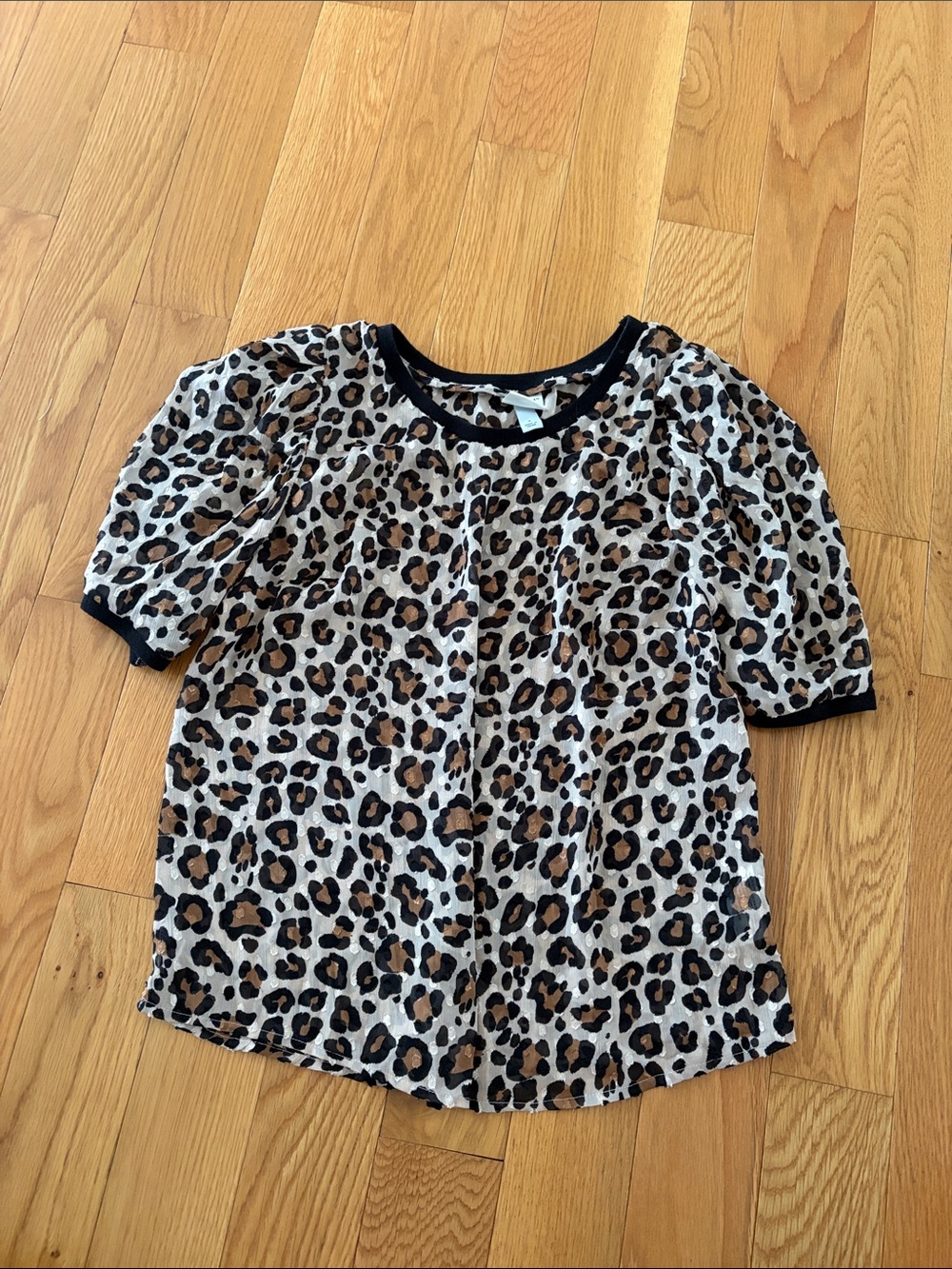 a new day Leopard Print Short Sleeve Top in Black and Brown